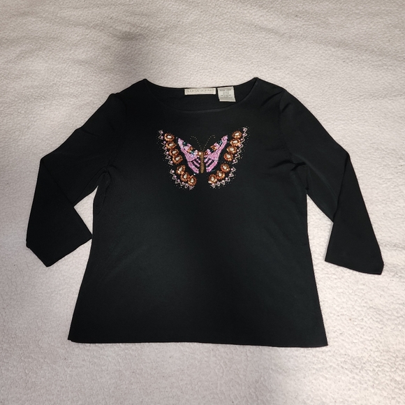 Lucia Barnes , Gorgeous Intricate , Boho , Crystal, Butterfly🦋 Sweater - Picture 3 of 16